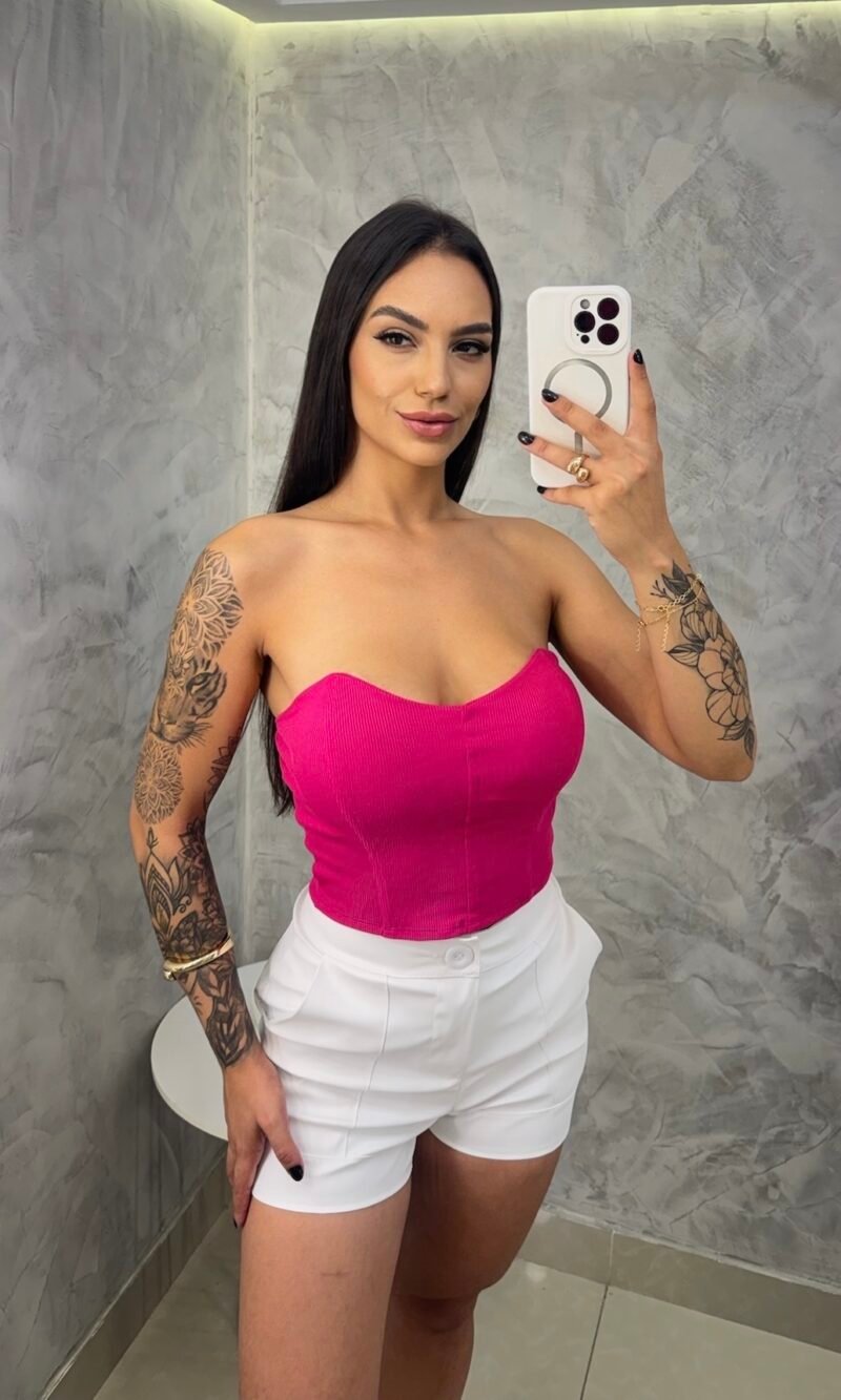 Corselet tomara que caia canelado