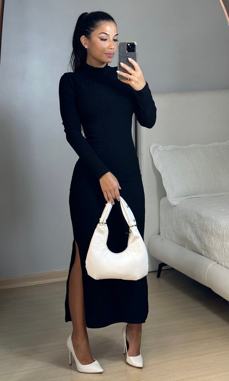 Vestido canelado mid